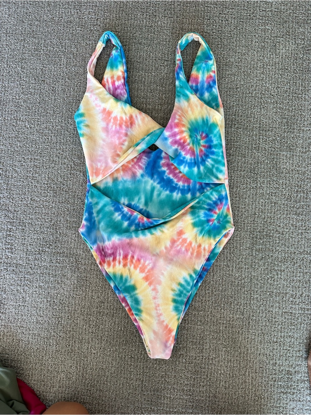 Small skatie twist front tie dye one piece